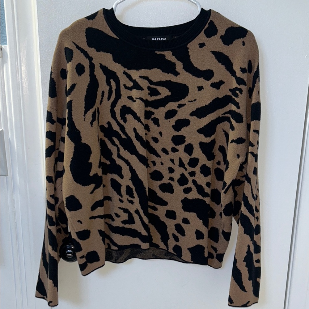DKNY Black & Brown Animal Print Sweater